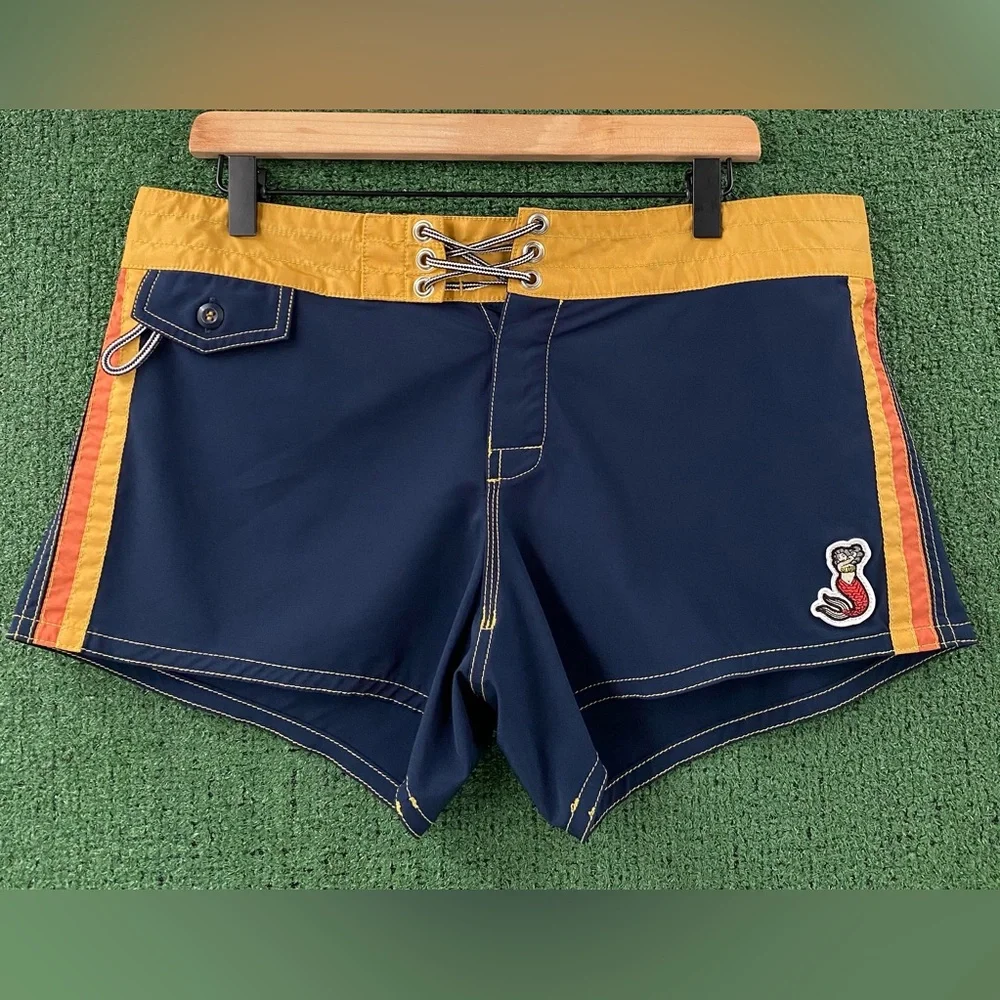 Birdwell Beach Britches Mermaid Patch Navy Side Striped Board Shorts Women’s 10